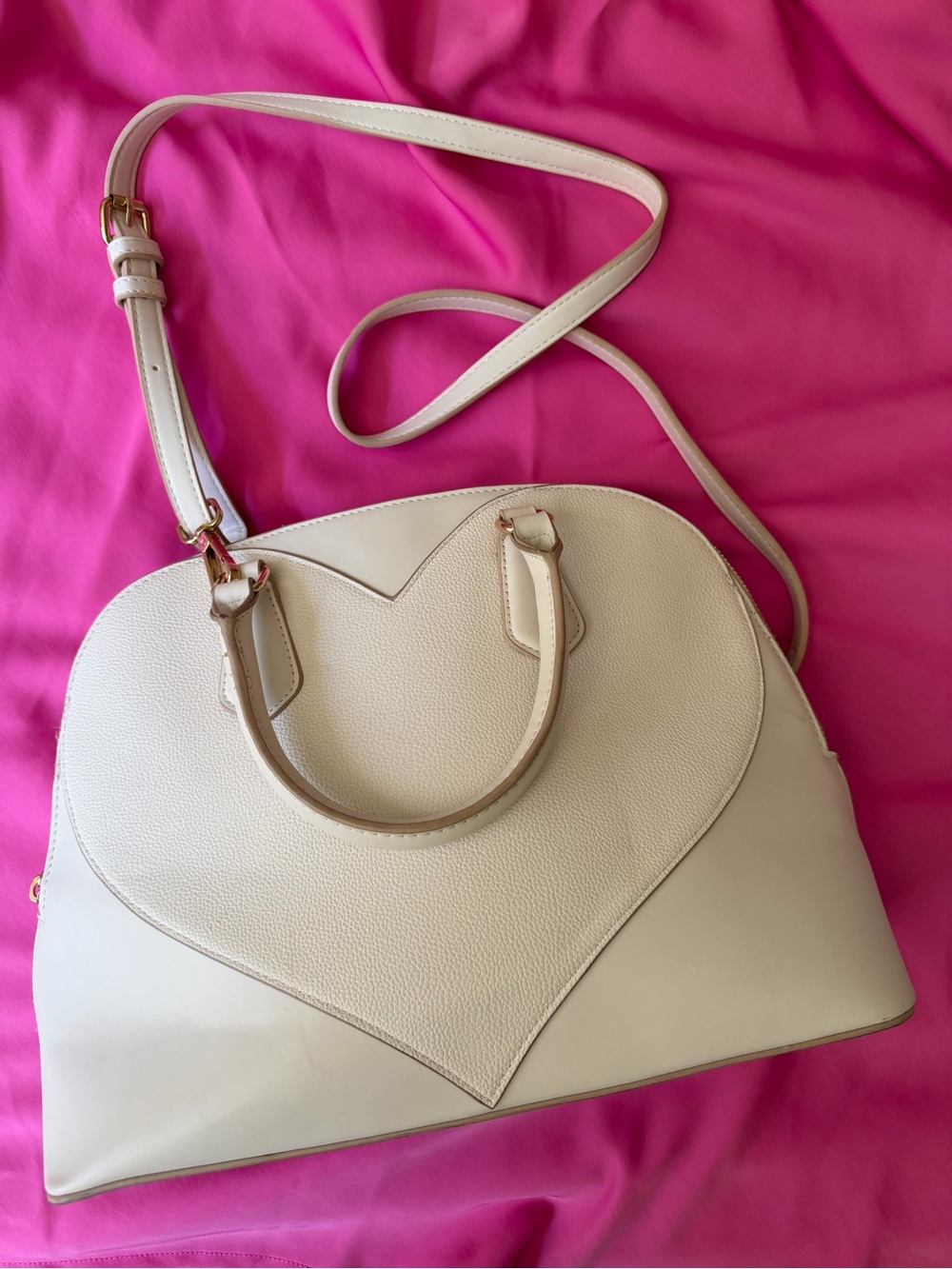 a new day Cream Heart-Accent Shoulder Bag with Removable Strap